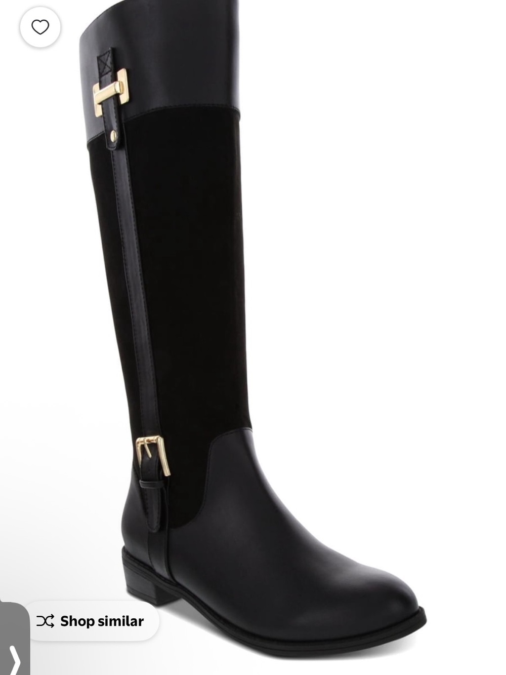 NIB Karen Scott Women's Black Knee-High Riding Boots with Gold Buckle